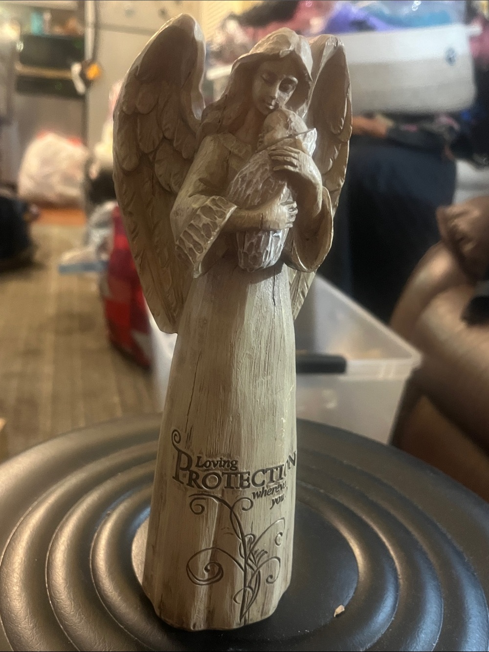 Loving Protection Angel Figurine - Cream Home Accent 9”tall Solid 393